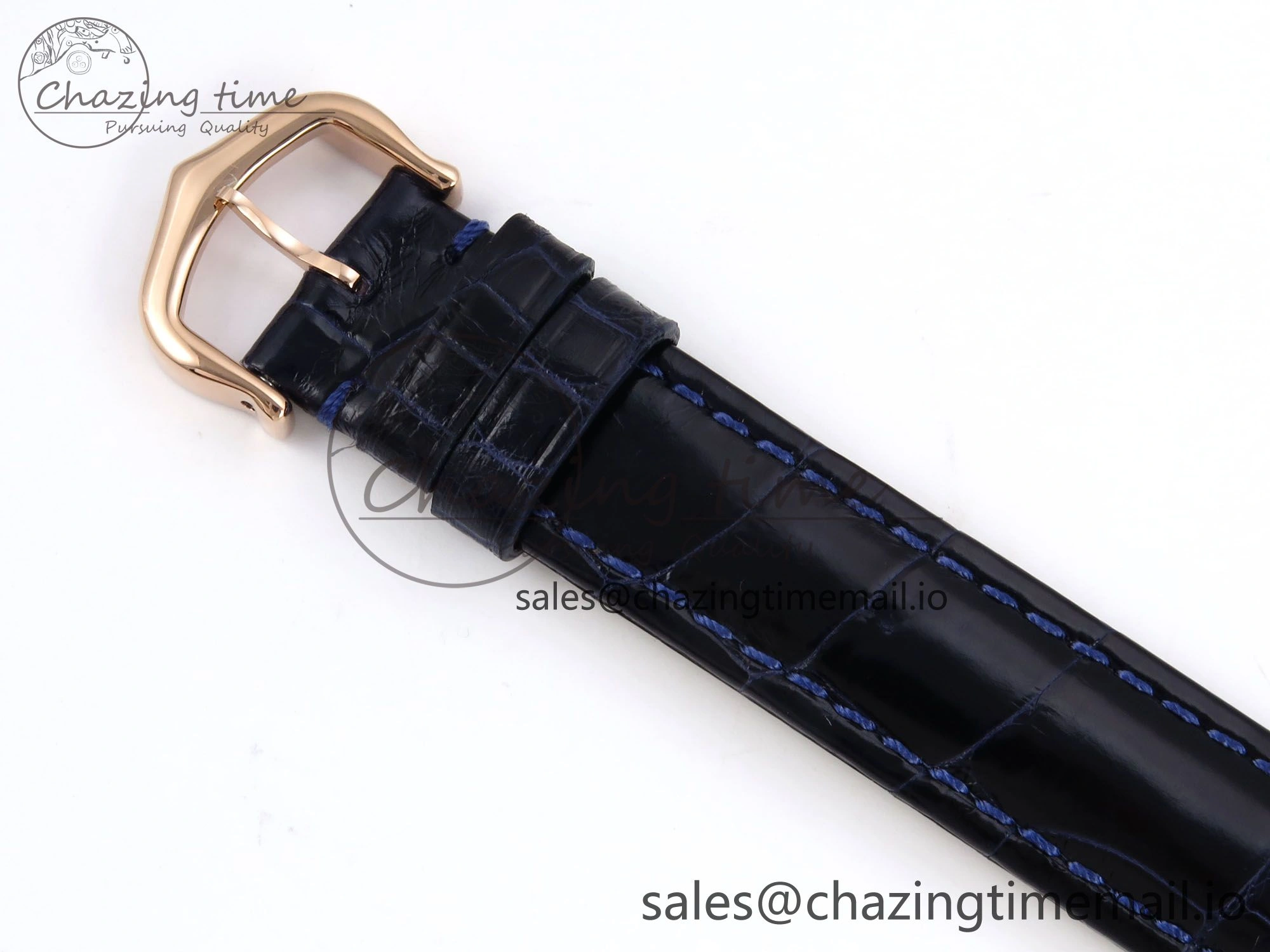 Ronde Louis Cartier 29mm RG DRF 1:1 Best Edition Sandblasted Beige Dial Diamonds Bezel on Blue Leather Strap Ronda Quartz