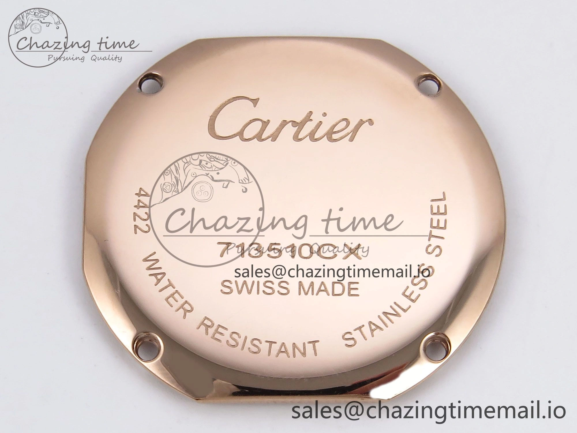 Ronde Louis Cartier 29mm RG DRF 1:1 Best Edition Sandblasted Beige Dial Diamonds Bezel on Blue Leather Strap Ronda Quartz