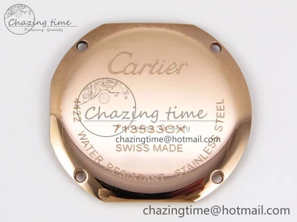 Ronde Louis Cartier 29mm RG DRF 1:1 Best Edition Sandblasted Beige Dial on Purple Leather Strap Ronda Quartz