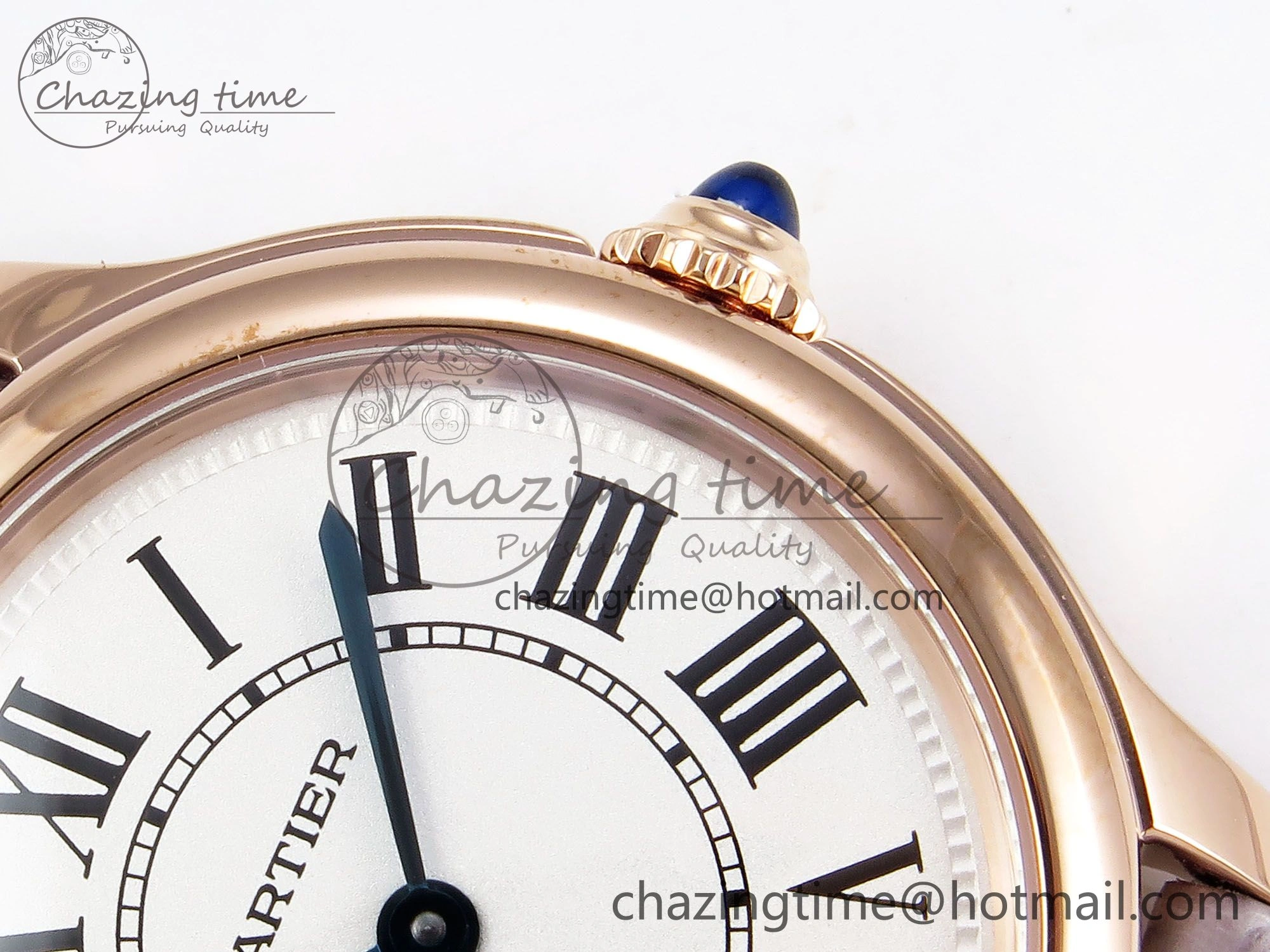 Ronde Louis Cartier 29mm RG DRF 1:1 Best Edition Sandblasted Beige Dial on Purple Leather Strap Ronda Quartz