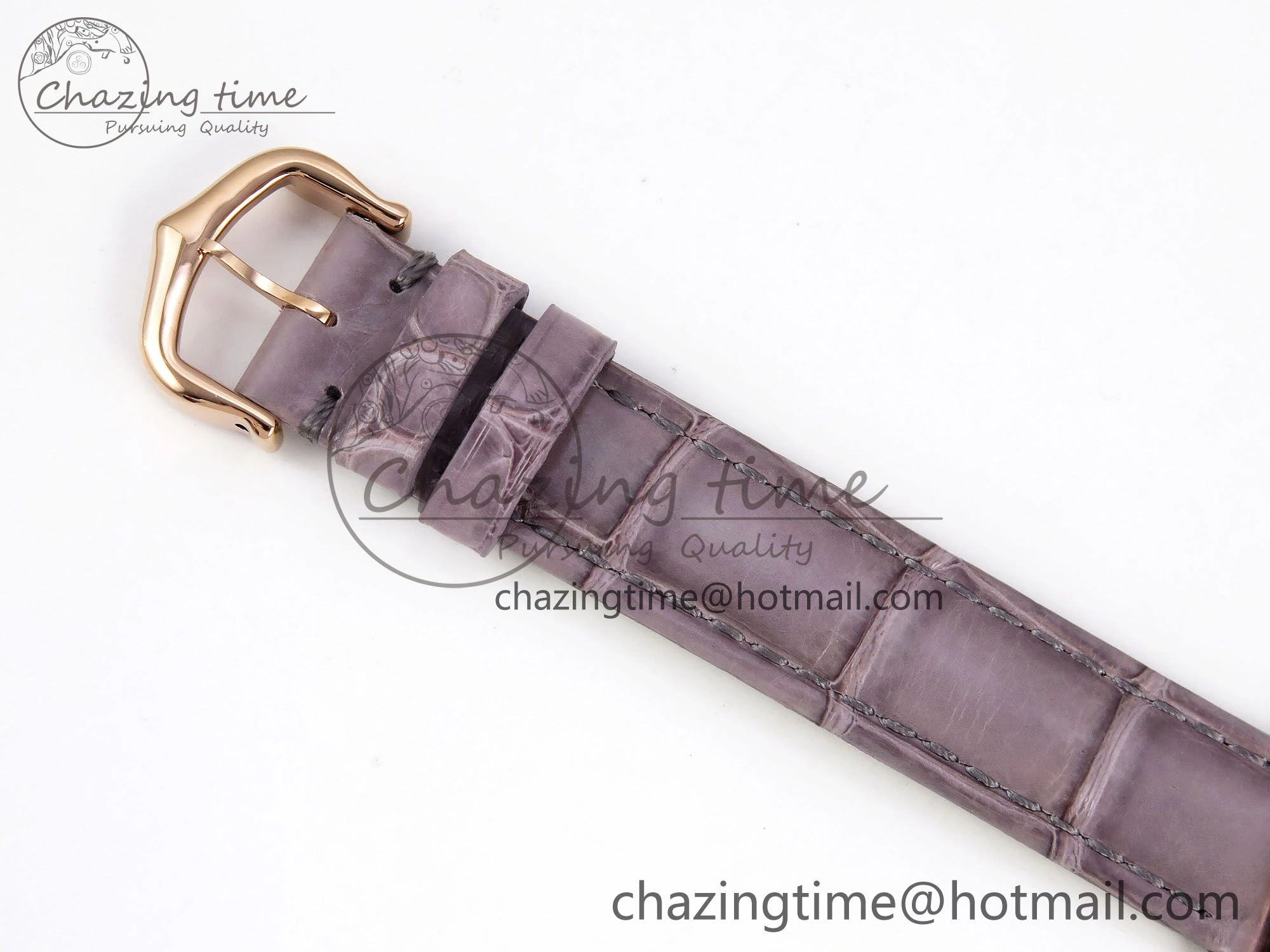 Ronde Louis Cartier 29mm RG DRF 1:1 Best Edition Sandblasted Beige Dial on Purple Leather Strap Ronda Quartz