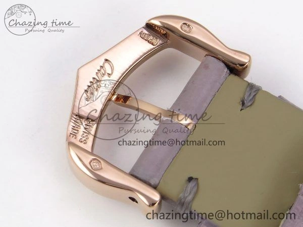 Ronde Louis Cartier 29mm RG DRF 1:1 Best Edition Sandblasted Beige Dial on Purple Leather Strap Ronda Quartz