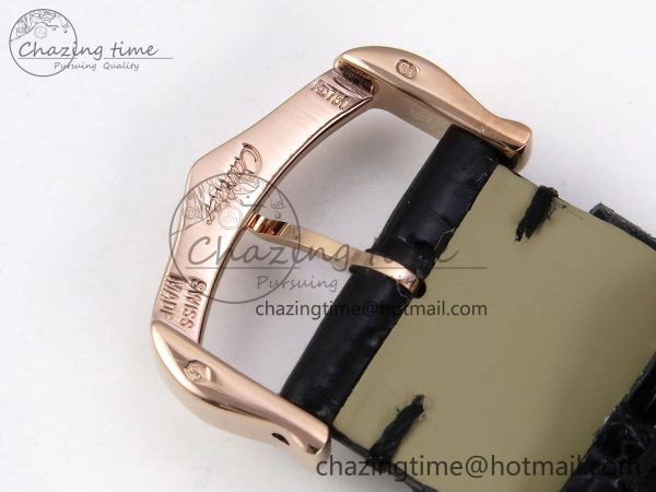 Ronde Louis Cartier 36mm RG DRF 1:1 Best Edition Sandblasted Beige Dial Diamonds Bezel on Black Leather Strap Ronda Quartz