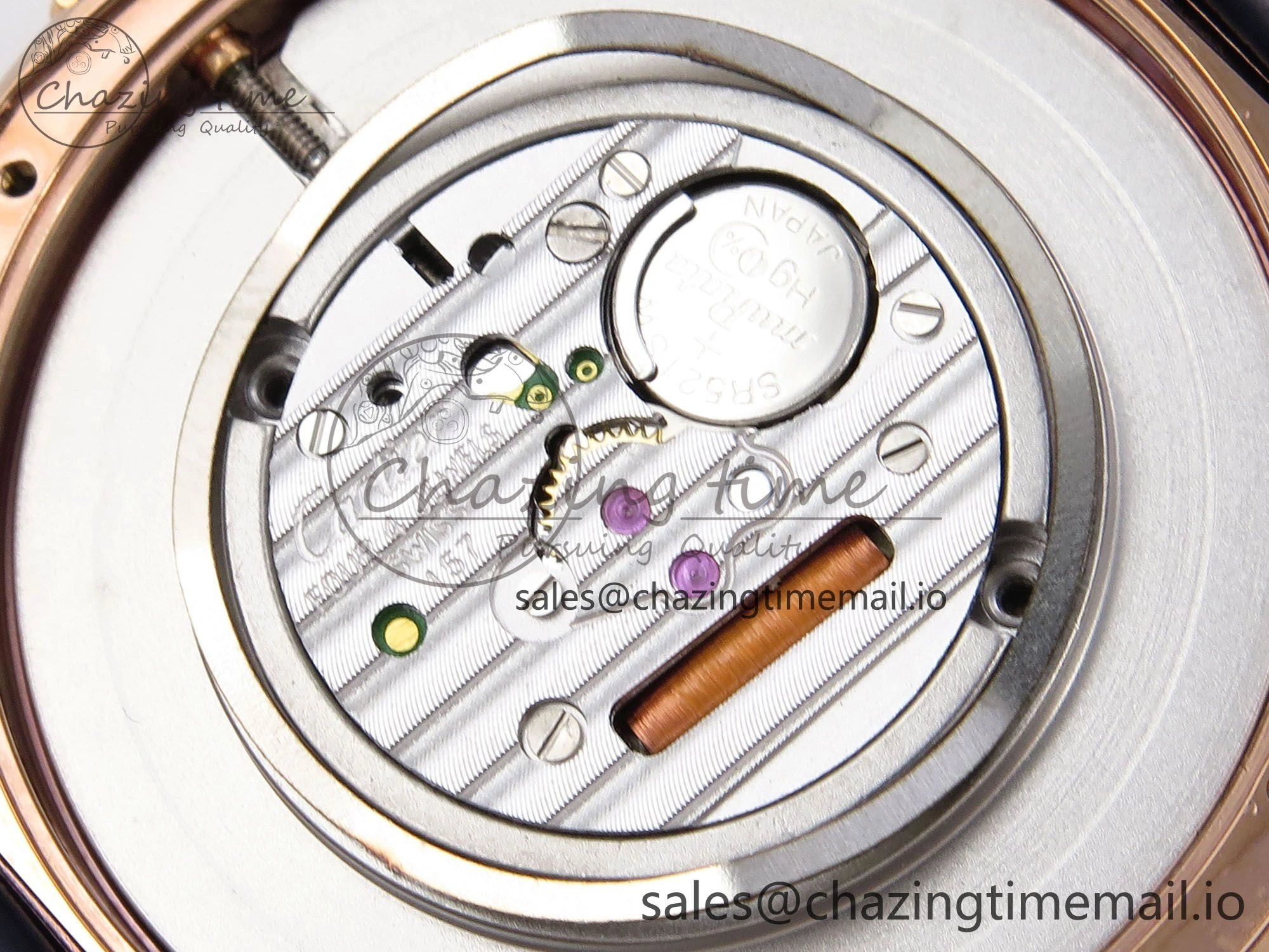 Ronde Louis Cartier 36mm RG DRF 1:1 Best Edition Sandblasted Beige Dial Diamonds Bezel on Blue Leather Strap Ronda Quartz
