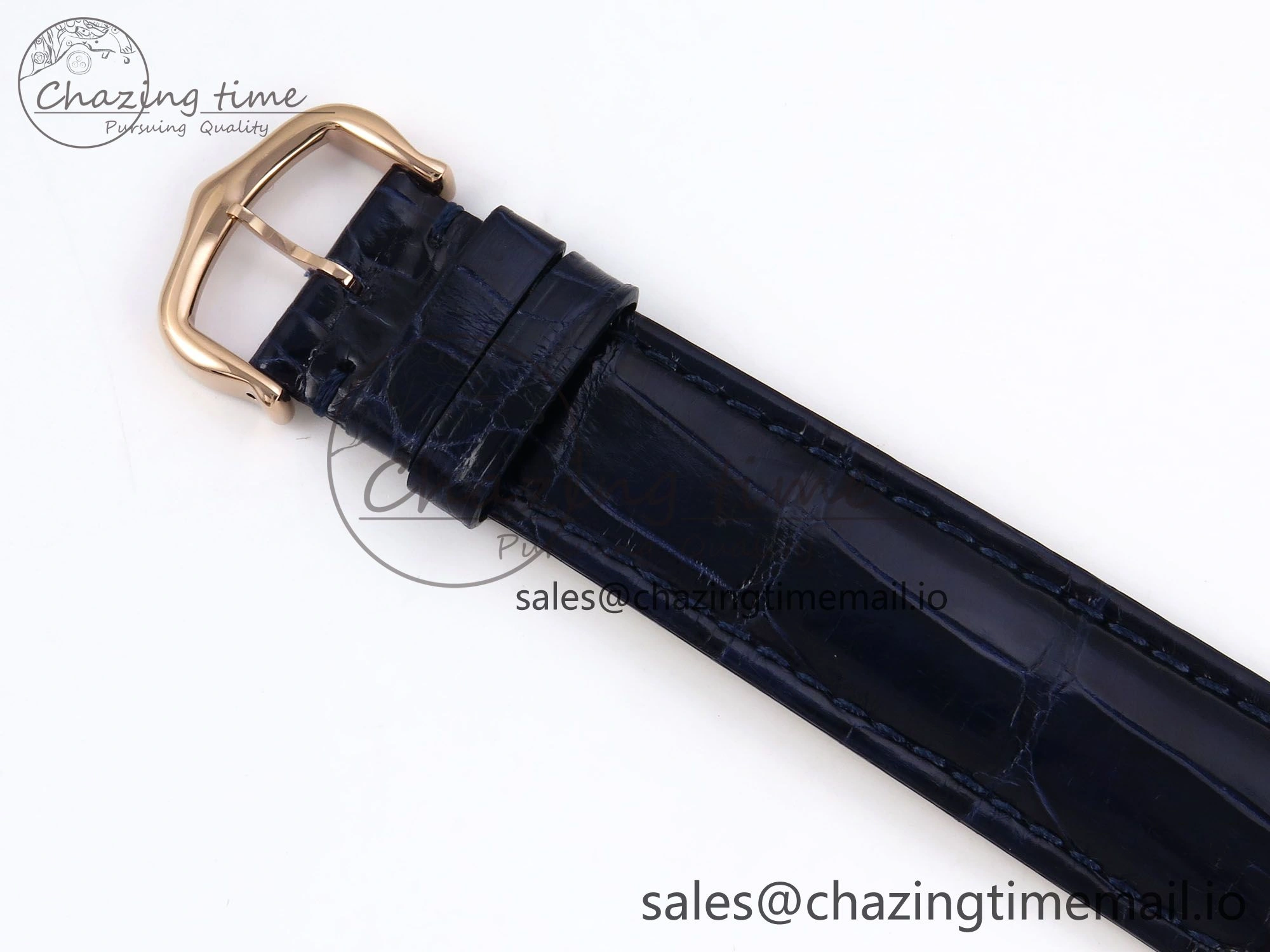 Ronde Louis Cartier 36mm RG DRF 1:1 Best Edition Sandblasted Beige Dial Diamonds Bezel on Blue Leather Strap Ronda Quartz