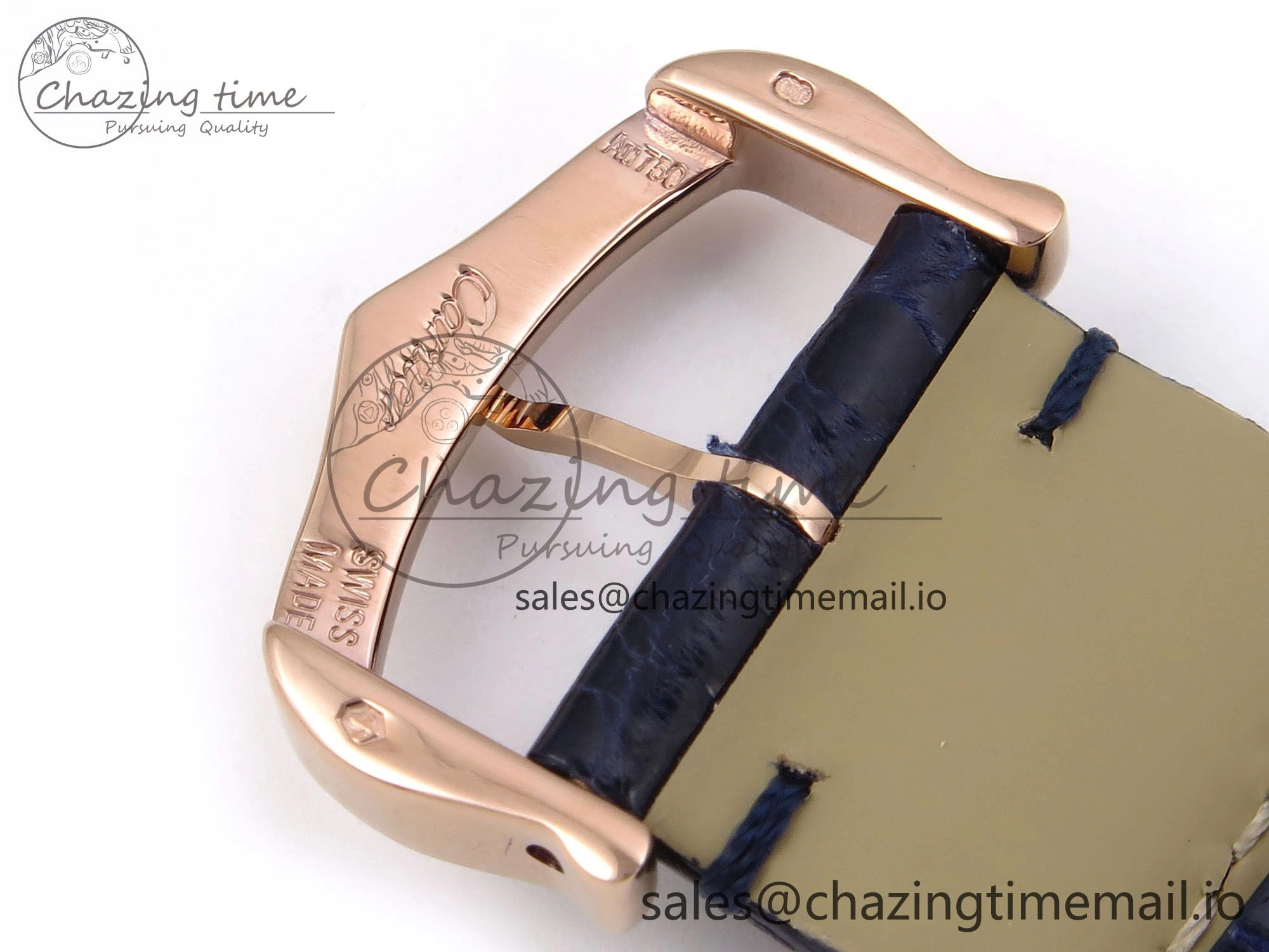 Ronde Louis Cartier 36mm RG DRF 1:1 Best Edition Sandblasted Beige Dial Diamonds Bezel on Blue Leather Strap Ronda Quartz