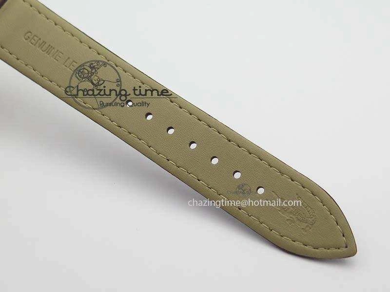 Ronde Louis Cartier RG UT Best Edition White Dial Diamond Bezel On Brown Leather Strap