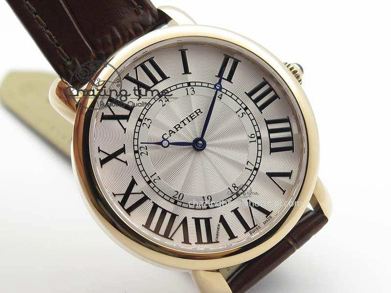 Ronde Louis Cartier RG UT Best Edition White Dial On Brown Leather Strap