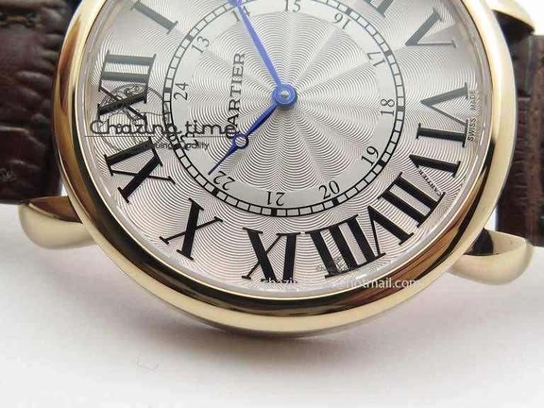 Ronde Louis Cartier RG UT Best Edition White Dial On Brown Leather Strap