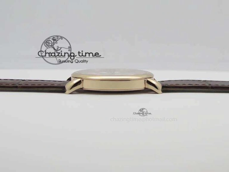 Ronde Louis Cartier RG UT Best Edition White Dial On Brown Leather Strap
