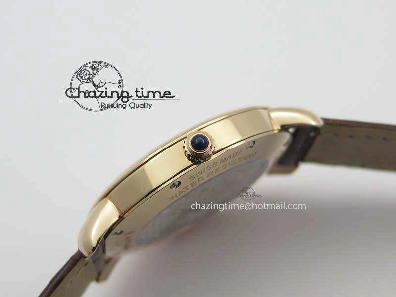Ronde Louis Cartier RG UT Best Edition White Dial On Brown Leather Strap