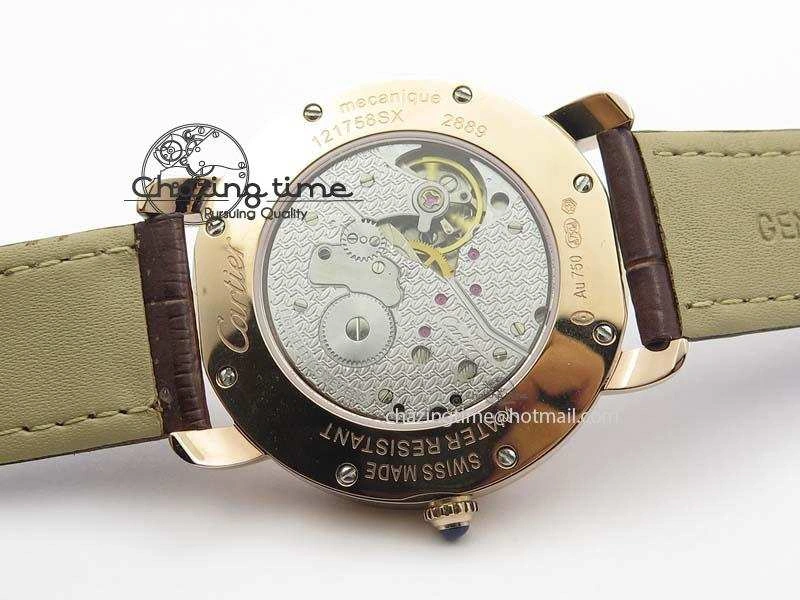 Ronde Louis Cartier RG UT Best Edition White Dial On Brown Leather Strap