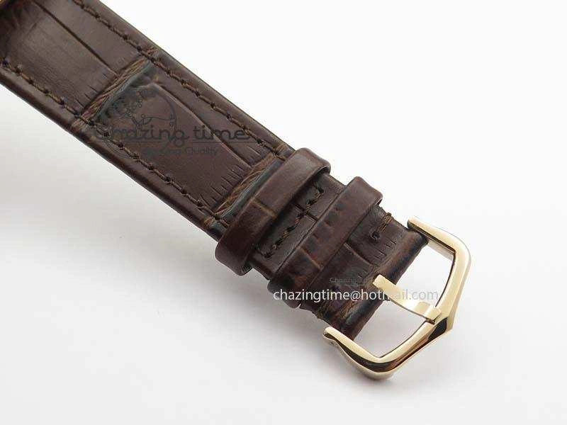 Ronde Louis Cartier RG UT Best Edition White Dial On Brown Leather Strap