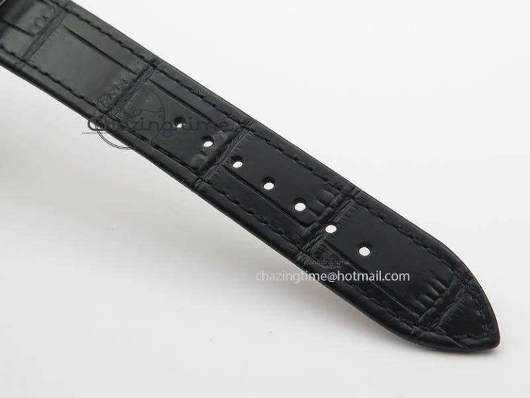 Ronde Louis Cartier SS UT Best Edition White Dial Diamond Bezel On Black Leather Strap