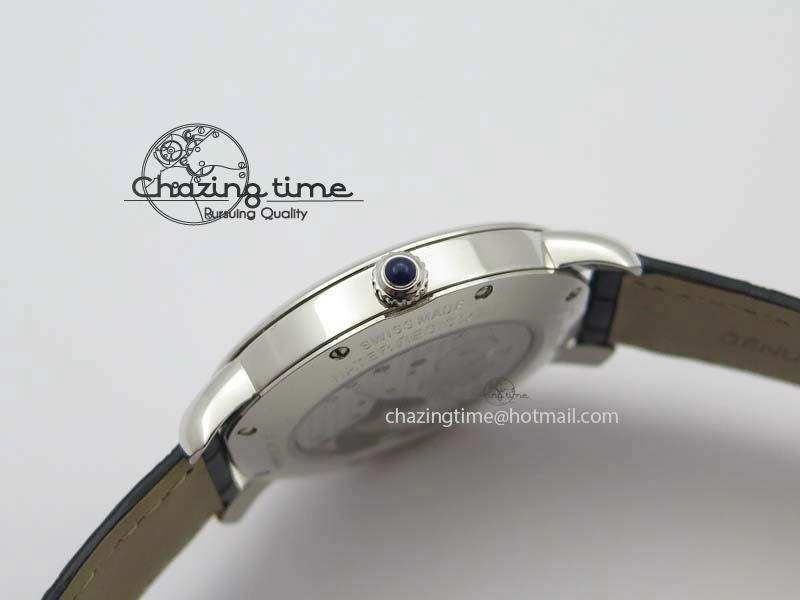 Ronde Louis Cartier SS UT Best Edition White Dial On Black Leather Strap