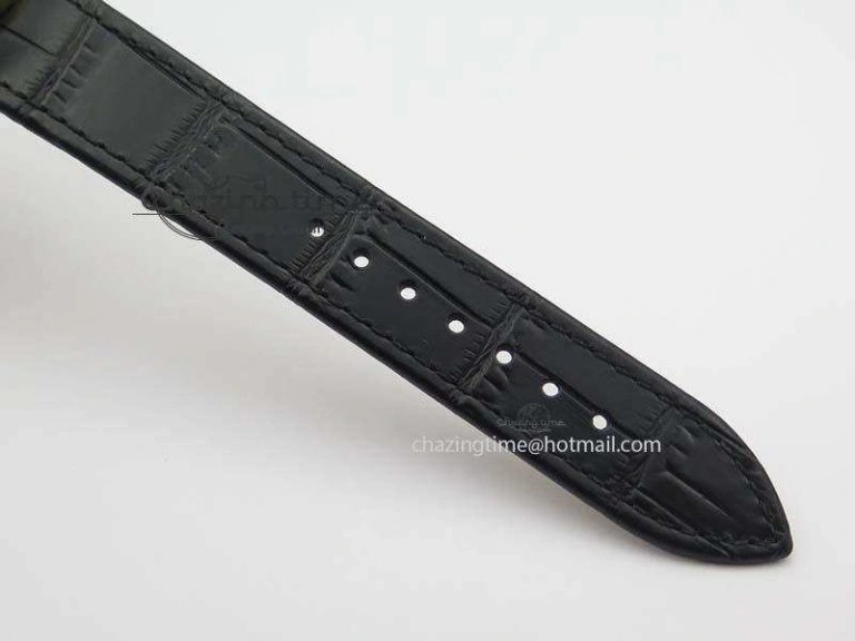 Ronde Louis Cartier YG UT Best Edition White Dial Diamond Bezel On Black Leather Strap