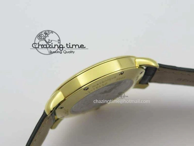 Ronde Louis Cartier YG UT Best Edition White Dial On Black Leather Strap