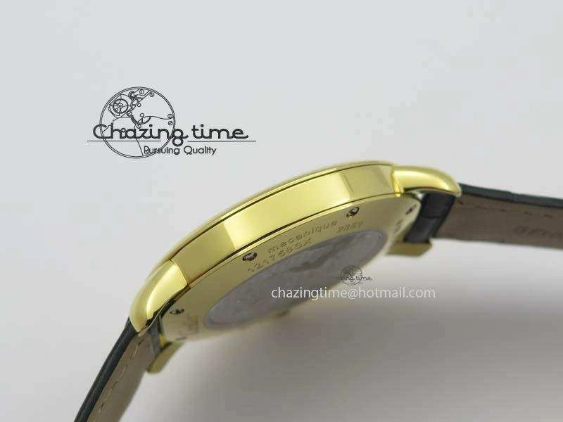 Ronde Louis Cartier YG UT Best Edition White Dial On Black Leather Strap