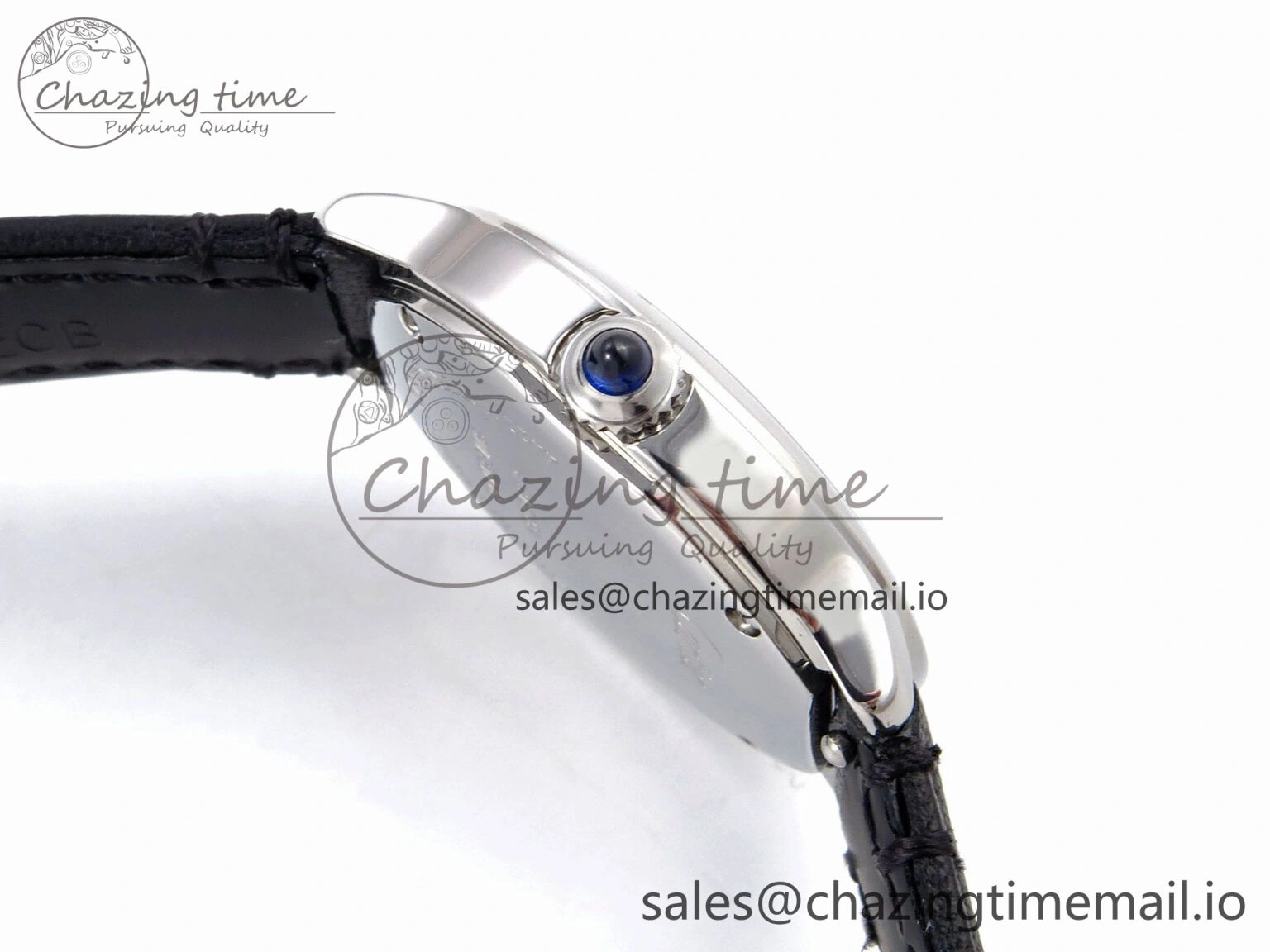 Ronde Must 29mm SS AF 1:1 Best Edition White Dial on Black Leather Strap Ronda Quartz