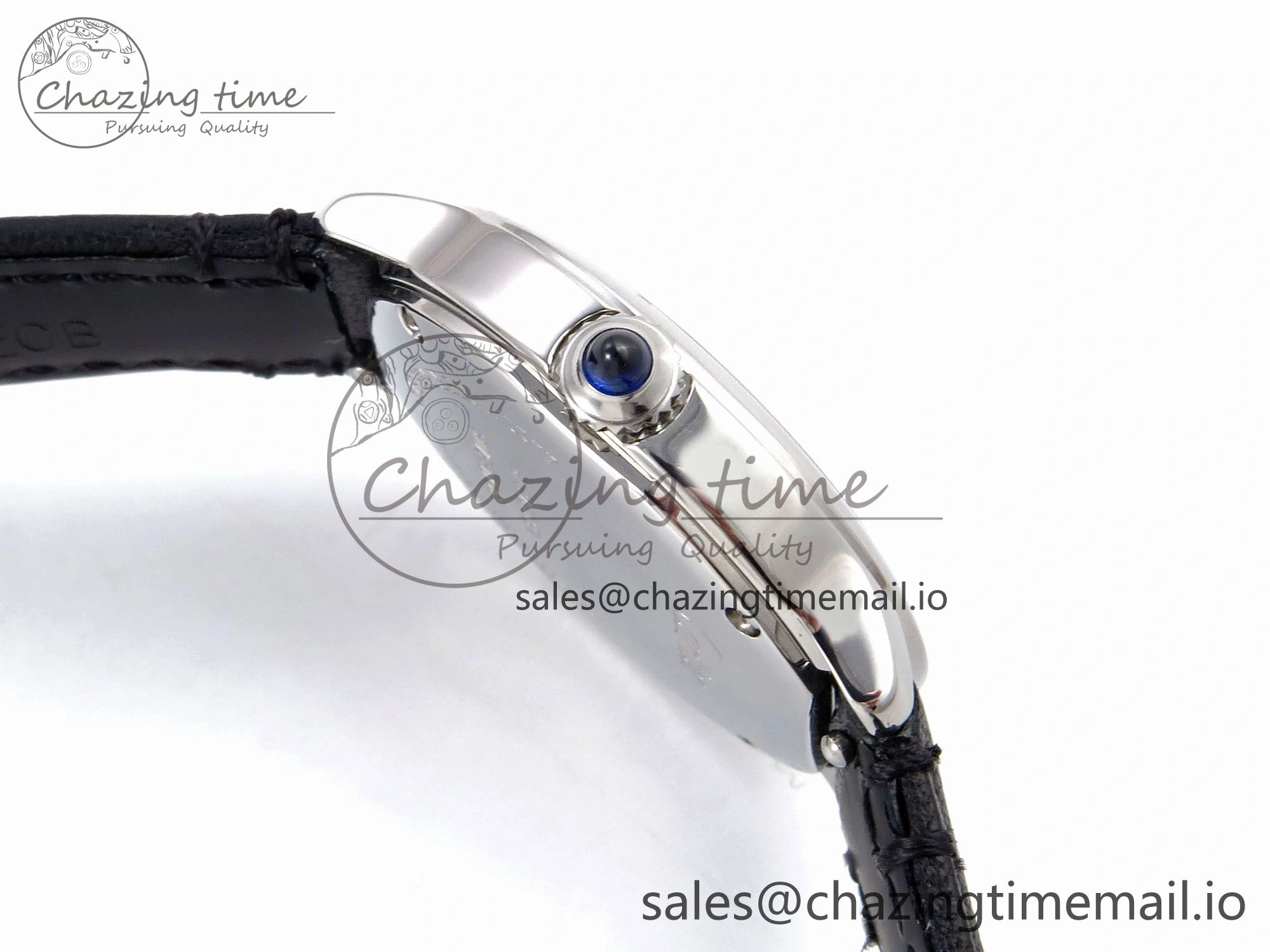 Ronde Must 29mm SS AF 1:1 Best Edition White Dial on Black Leather Strap Ronda Quartz