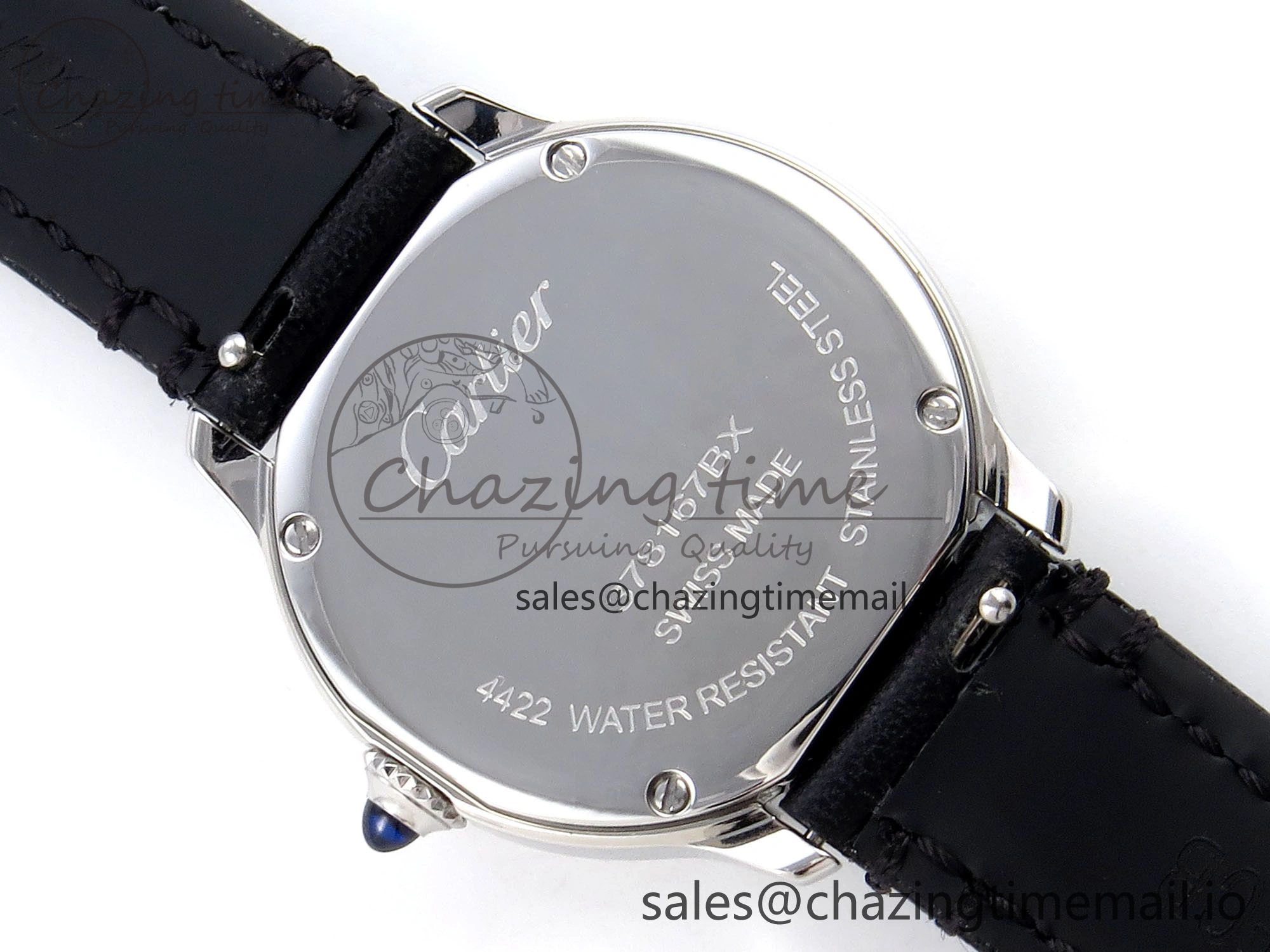 Ronde Must 29mm SS AF 1:1 Best Edition White Dial on Black Leather Strap Ronda Quartz