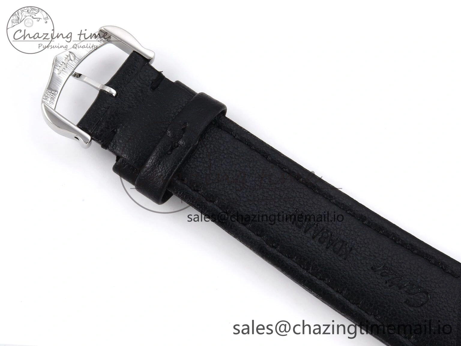 Ronde Must De Cartier 36mm DRF 1:1 Best Edition Sandblasted Silver-Plated White Dial on Black Leather Strap Ronda Quartz