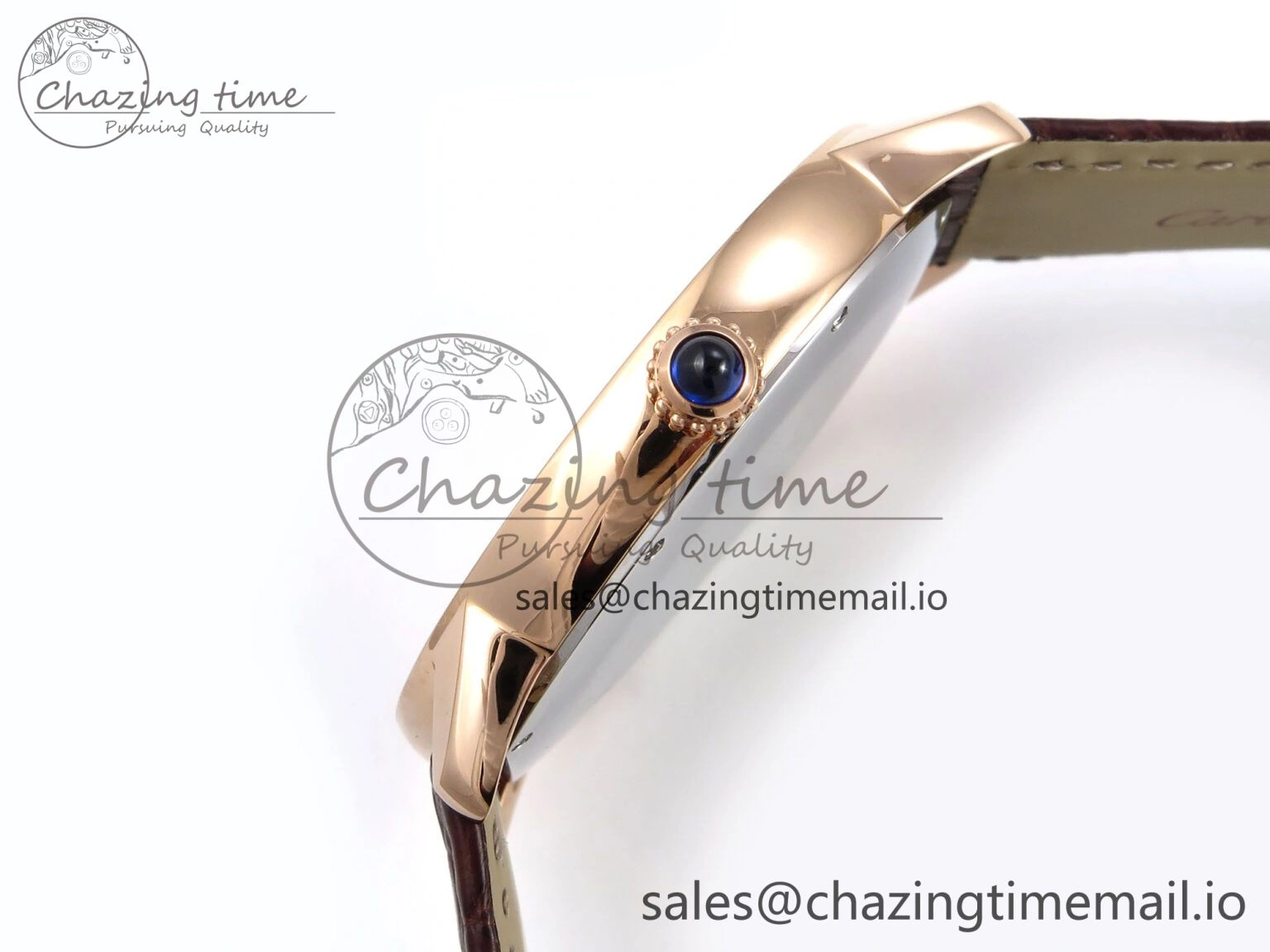 Ronde Solo 42mm RG AF 1:1 Best Edition White Dial Diamonds Bezel on Brown Black Strap MIYOTA 9015