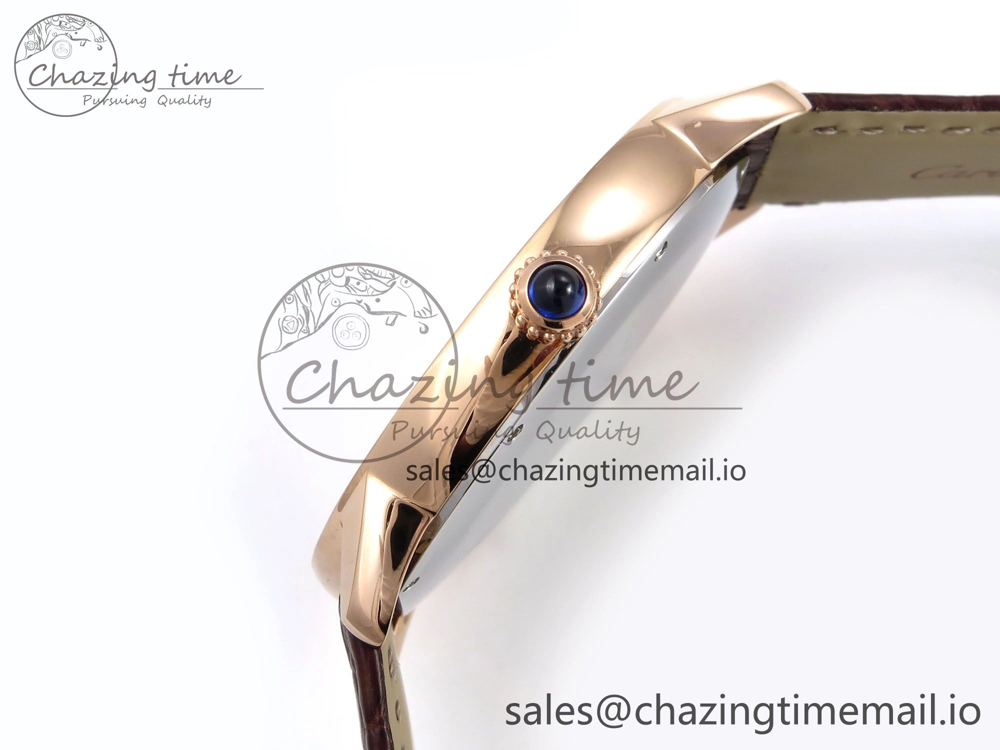 Ronde Solo 42mm RG AF 1:1 Best Edition White Dial Diamonds Bezel on Brown Black Strap MIYOTA 9015