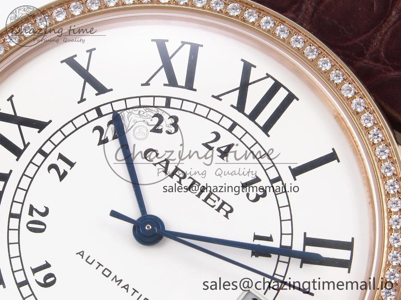 Ronde Solo 42mm RG AF 1:1 Best Edition White Dial Diamonds Bezel on Brown Black Strap MIYOTA 9015