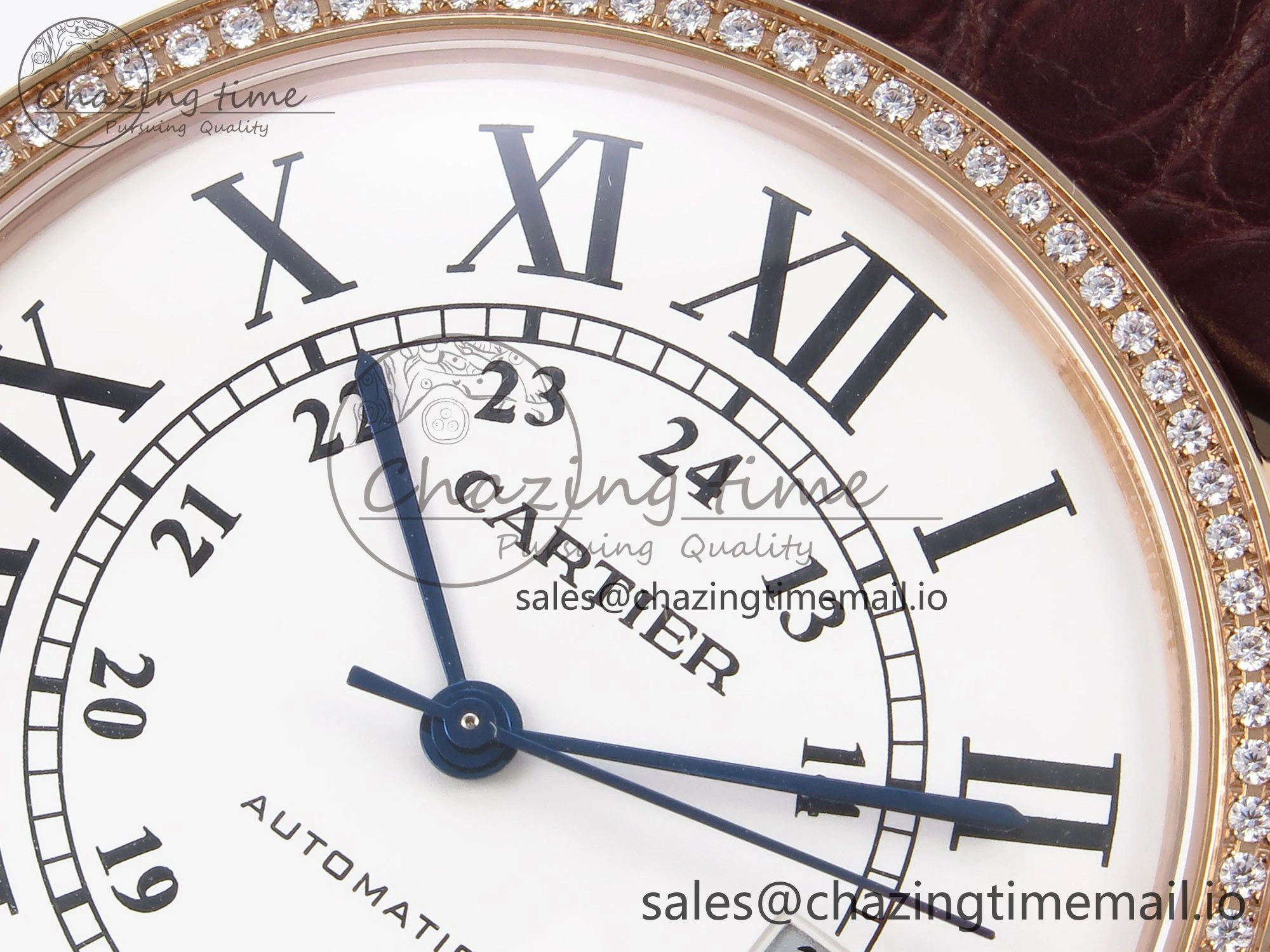 Ronde Solo 42mm RG AF 1:1 Best Edition White Dial Diamonds Bezel on Brown Black Strap MIYOTA 9015