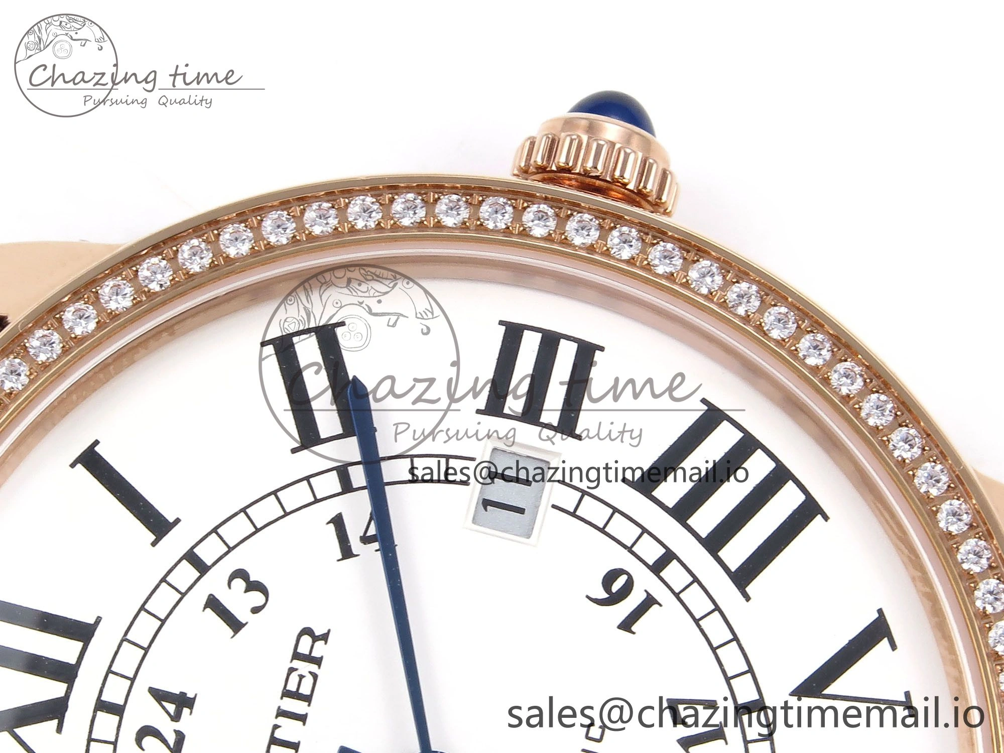 Ronde Solo 42mm RG AF 1:1 Best Edition White Dial Diamonds Bezel on Brown Black Strap MIYOTA 9015