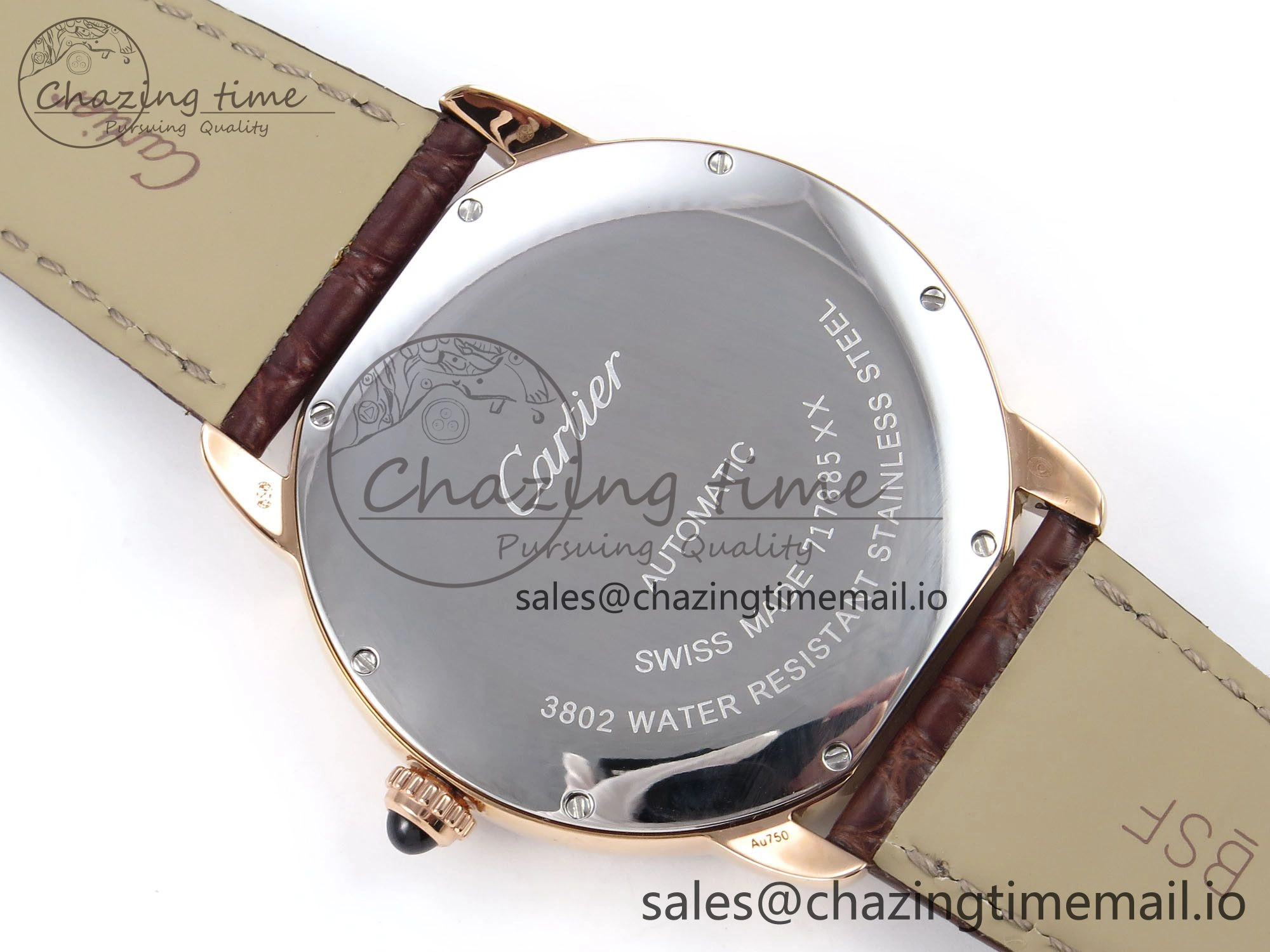 Ronde Solo 42mm RG AF 1:1 Best Edition White Dial Diamonds Bezel on Brown Black Strap MIYOTA 9015