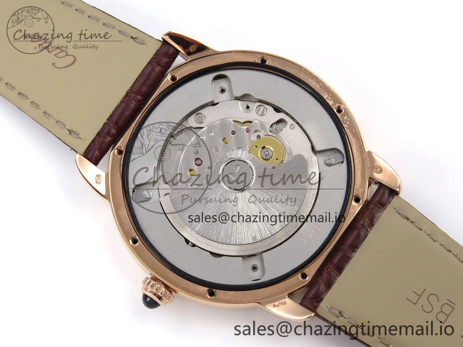 Ronde Solo 42mm RG AF 1:1 Best Edition White Dial Diamonds Bezel on Brown Black Strap MIYOTA 9015