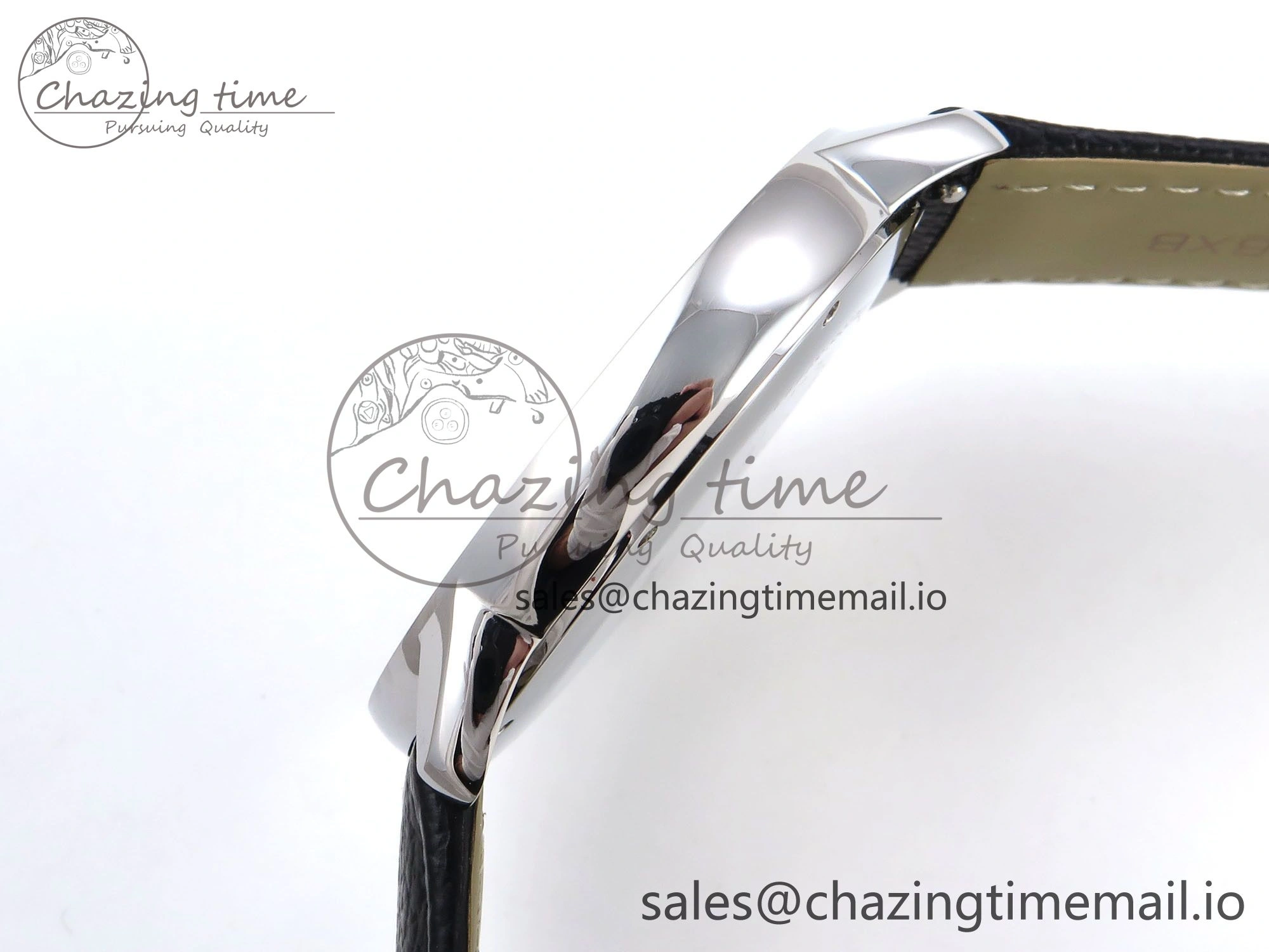 Ronde Solo 42mm SS AF 1:1 Best Edition White Dial Diamonds Bezel on Black Black Strap MIYOTA 9015