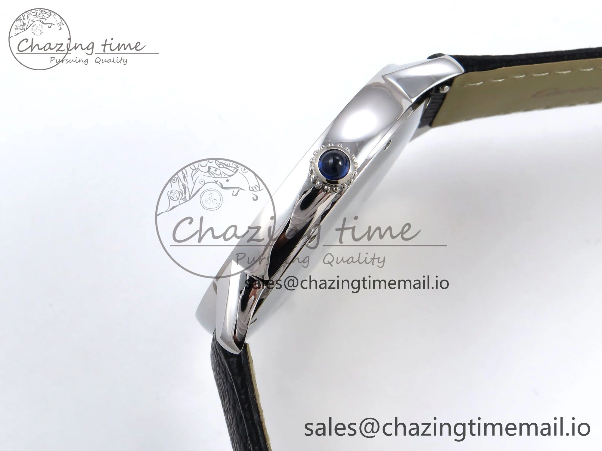 Ronde Solo 42mm SS AF 1:1 Best Edition White Dial Diamonds Bezel on Black Black Strap MIYOTA 9015
