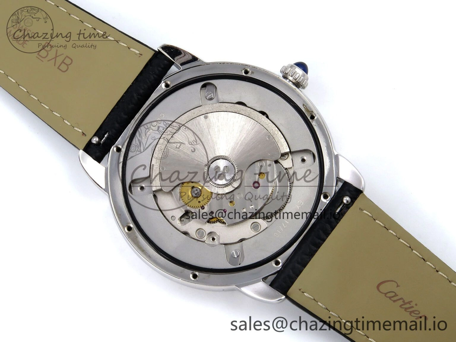 Ronde Solo 42mm SS AF 1:1 Best Edition White Dial Diamonds Bezel on Black Black Strap MIYOTA 9015