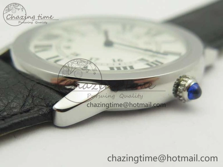 Ronde Solo De Cartier 36mm SS K11 Maker White Dial on Black Crocodile Strap Ronda Quartz