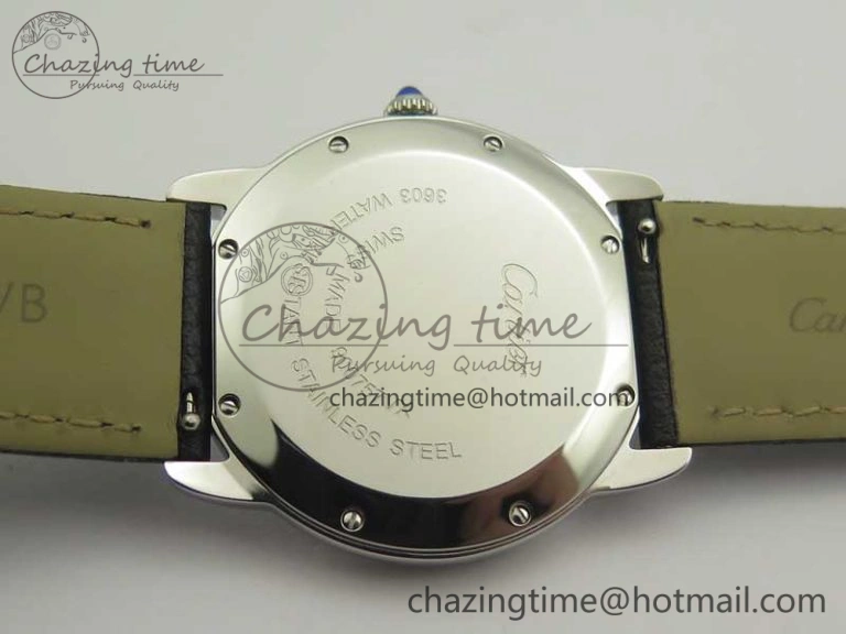 Ronde Solo De Cartier 36mm SS K11 Maker White Dial on Black Crocodile Strap Ronda Quartz