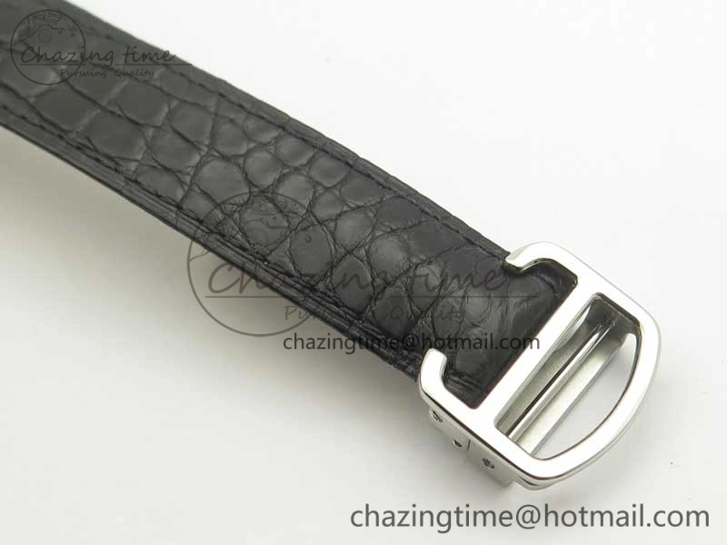 Ronde Solo De Cartier 36mm SS K11 Maker White Dial on Black Crocodile Strap Ronda Quartz