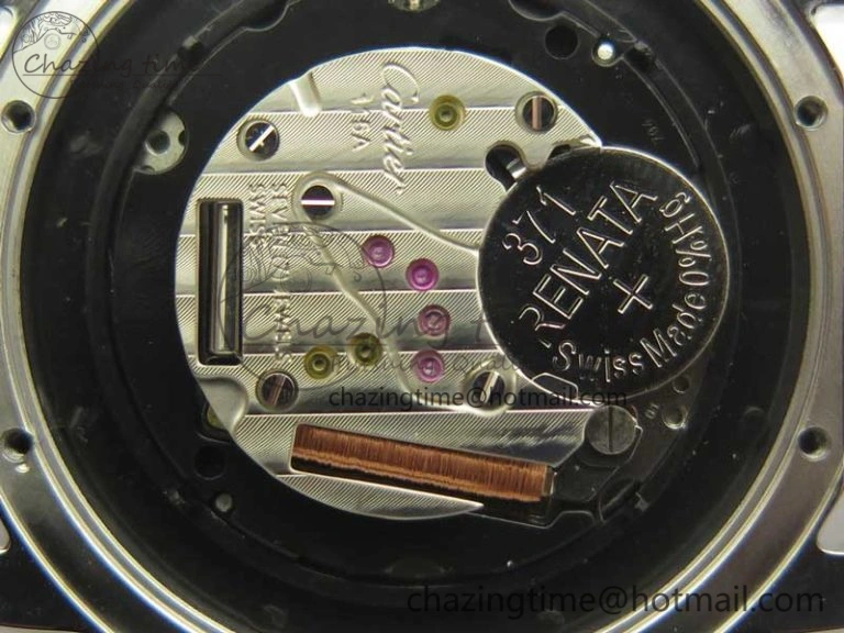Ronde Solo De Cartier 36mm SS K11 Maker White Dial on Black Crocodile Strap Ronda Quartz