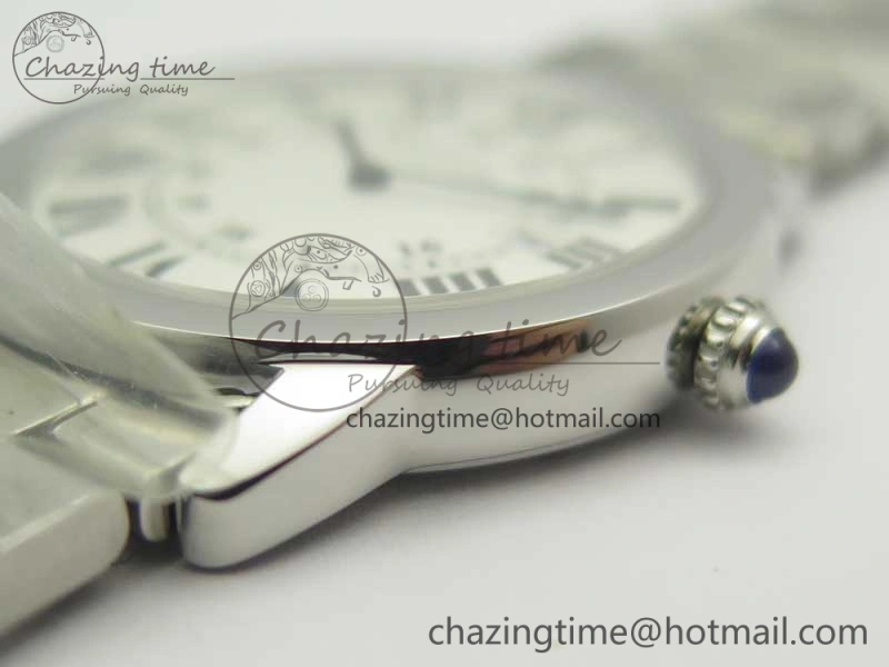 Ronde Solo De Cartier 36mm SS K11 Maker White Dial on SS Bracelet Ronda Quartz