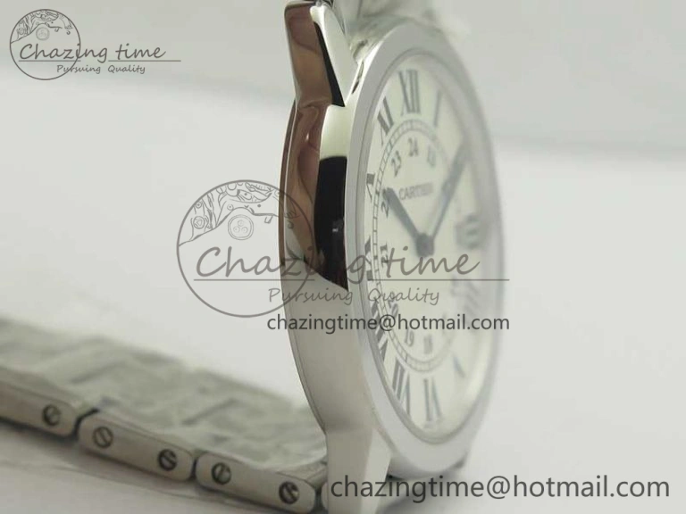 Ronde Solo De Cartier 36mm SS K11 Maker White Dial on SS Bracelet Ronda Quartz