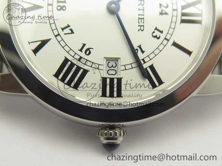 Ronde Solo De Cartier 36mm SS K11 Maker White Dial on SS Bracelet Ronda Quartz