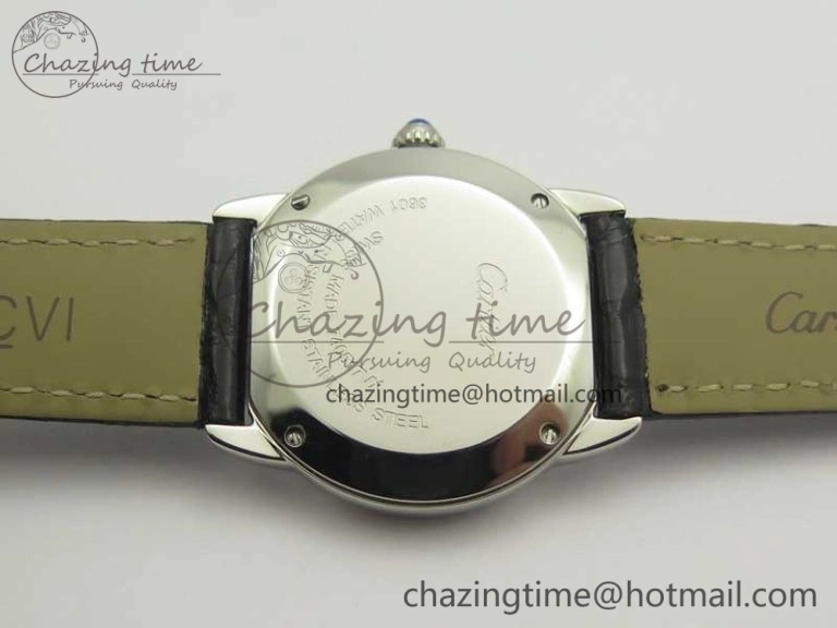 Ronde Solo de Cartier 29.5mm K11 1:1 Best Edition White Dial on Black Croco Leather Strap Ronda Quartz