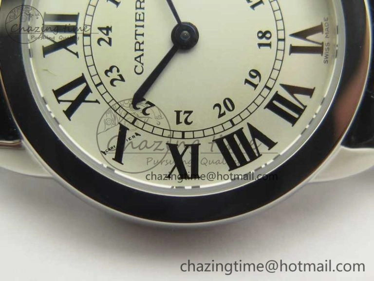 Ronde Solo de Cartier 29.5mm K11 1:1 Best Edition White Dial on Black Croco Leather Strap Ronda Quartz