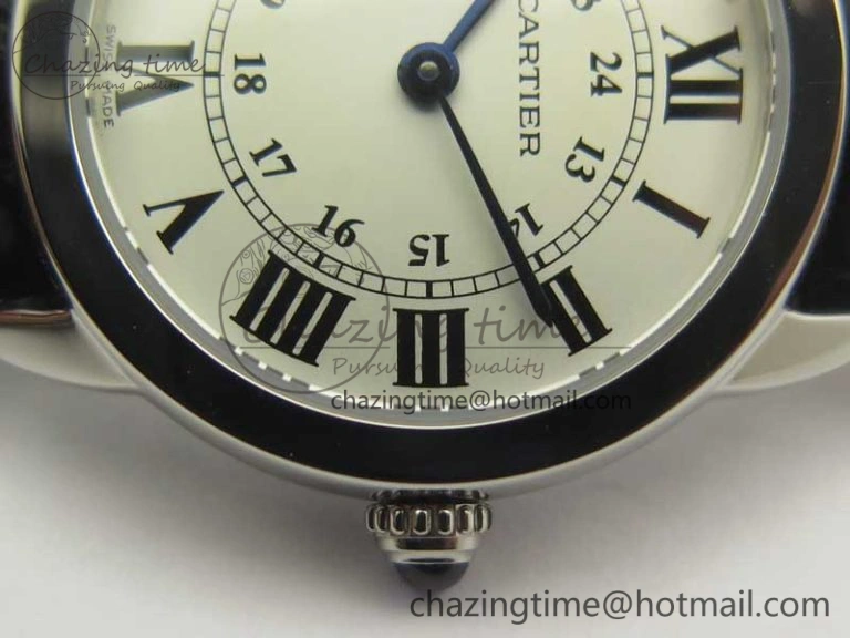 Ronde Solo de Cartier 29.5mm K11 1:1 Best Edition White Dial on Black Croco Leather Strap Ronda Quartz