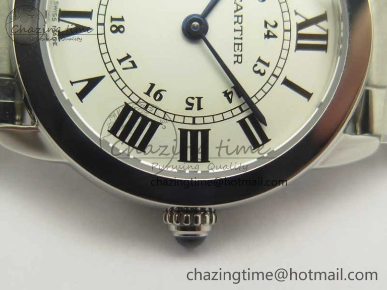 Ronde Solo de Cartier 29.5mm K11 1:1 Best Edition White Dial on SS Bracelet Ronda Quartz