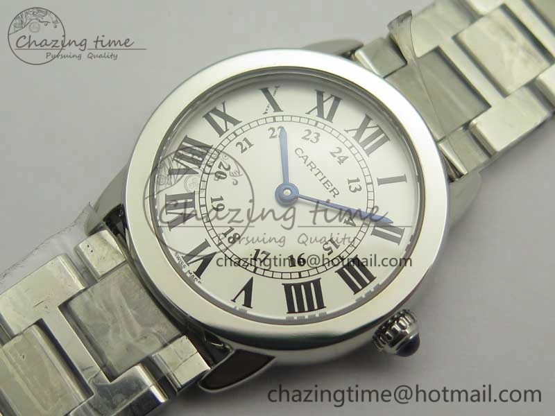 Ronde Solo de Cartier 29.5mm K11 1:1 Best Edition White Dial on SS Bracelet Ronda Quartz