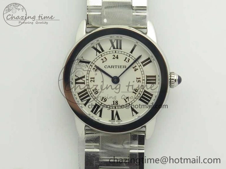 Ronde Solo de Cartier 29.5mm K11 1:1 Best Edition White Dial on SS Bracelet Ronda Quartz
