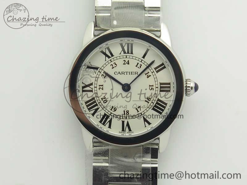 Ronde Solo de Cartier 29.5mm K11 1:1 Best Edition White Dial on SS Bracelet Ronda Quartz